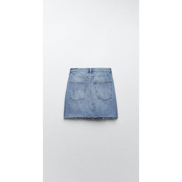 Zara Asymmetric Crossover Crossed Denim Skirt - Picture 5 of 6